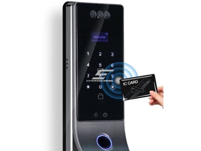 Išmani durų spyna su veido atpažinimu | pirštų antspaudų | IC kortelių skaitytuvu | 420x70x55mm | pilka | TUYA | Wi-Fi 3 Išmani durų spyna su veido atpažinimu | pirštų antspaudų | IC kortelių skaitytuvu | 420x70x55mm | pilka | TUYA | Wi-Fi 3