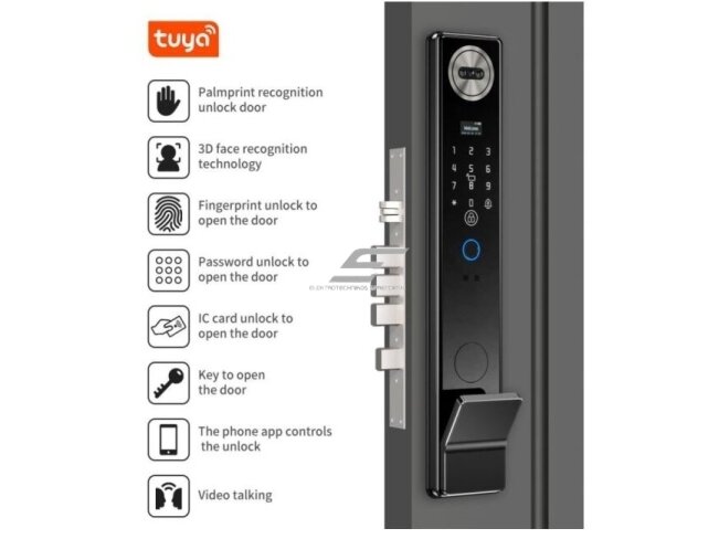 Išmani durų spyna su veido ir delno atpažinimu | pirštų antspaudų | IC kortelių skaitytuvu | 420x75x30mm | juoda | TUYA | Wi-Fi | IP66 2 Išmani durų spyna su veido ir delno atpažinimu | pirštų antspaudų | IC kortelių skaitytuvu | 420x75x30mm | juoda | TUYA | Wi-Fi | IP66 2
