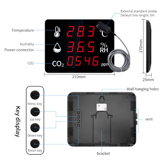 CO2 and air quality meter | sensor | 400-6000ppm | black 3
