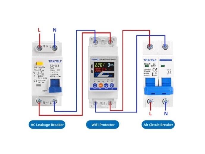 Modulinis | išmanus | skaitmeninis | multifunkcinis elektros energijos skaitiklis | 1F | 0-63A | 0-17kW | 230V | su apsaugos funkcijomis | DIN | Wi-Fi TUYA 3