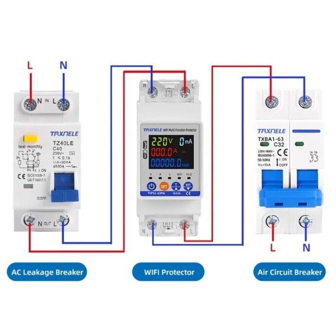 Nutikas | digitaalne | energiamõõtja | kaitsefunktsioonidega | 1F | 0-63A | 0-17kW | 230V | Wi-Fi TUYA 3 Nutikas | digitaalne | energiamõõtja | kaitsefunktsioonidega | 1F | 0-63A | 0-17kW | 230V | Wi-Fi TUYA 3