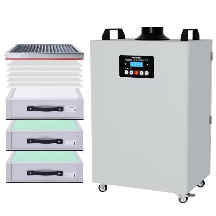 Tööstuslik suitsueemaldi | suitsu eemaldamise seade laserseadmetele | 350W | 230V | 430m³/h | 610x400x310mm | HEPA H13 | kaugjuhtimine | valge 2 Tööstuslik suitsueemaldi | suitsu eemaldamise seade laserseadmetele | 350W | 230V | 430m³/h | 610x400x310mm | HEPA H13 | kaugjuhtimine | valge 2