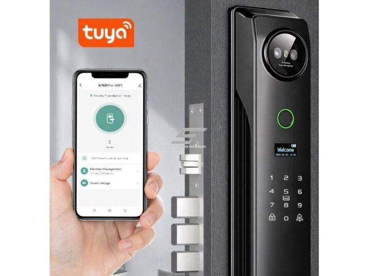 Išmani durų spyna su veido atpažinimu | pirštų antspaudų | IC kortelių skaitytuvu | 418x74x29mm | pilka | TUYA | Wi-Fi 3 Išmani durų spyna su veido atpažinimu | pirštų antspaudų | IC kortelių skaitytuvu | 418x74x29mm | pilka | TUYA | Wi-Fi 3