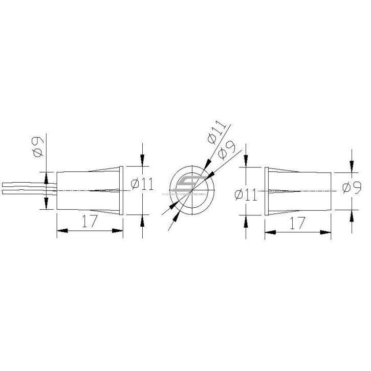 Durvju / logu atvēršanas magnētiskais sensors | iegremdējams | 15 mm | 17×9 mm | NC | melns 1