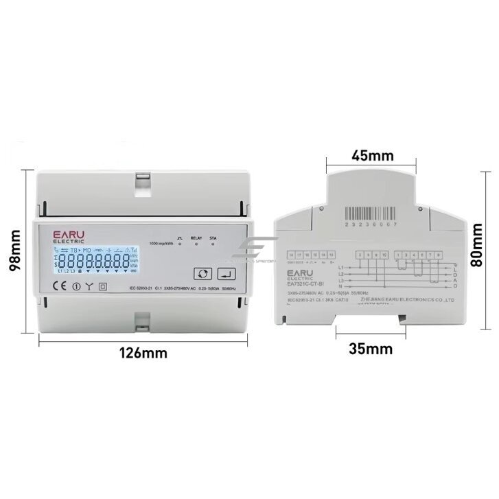 Smart | digital | electricity meter with 3 current transformers CT 500A | 3F | 230/380V | Tuya Wi-Fi 5 Smart | digital | electricity meter with 3 current transformers CT 500A | 3F | 230/380V | Tuya Wi-Fi 5