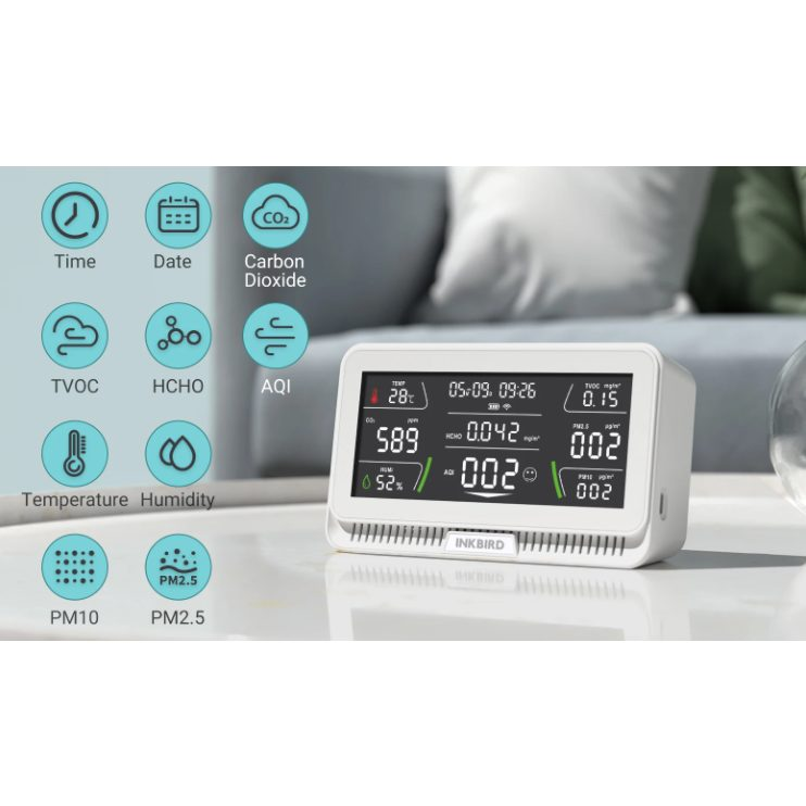Vieds | Daudzfunkcionāls | Bezvadu CO₂ un gaisa kvalitātes mērītājs | Sensors | Balts | Wi-Fi | Tuya 1 Vieds | Daudzfunkcionāls | Bezvadu CO₂ un gaisa kvalitātes mērītājs | Sensors | Balts | Wi-Fi | Tuya 1