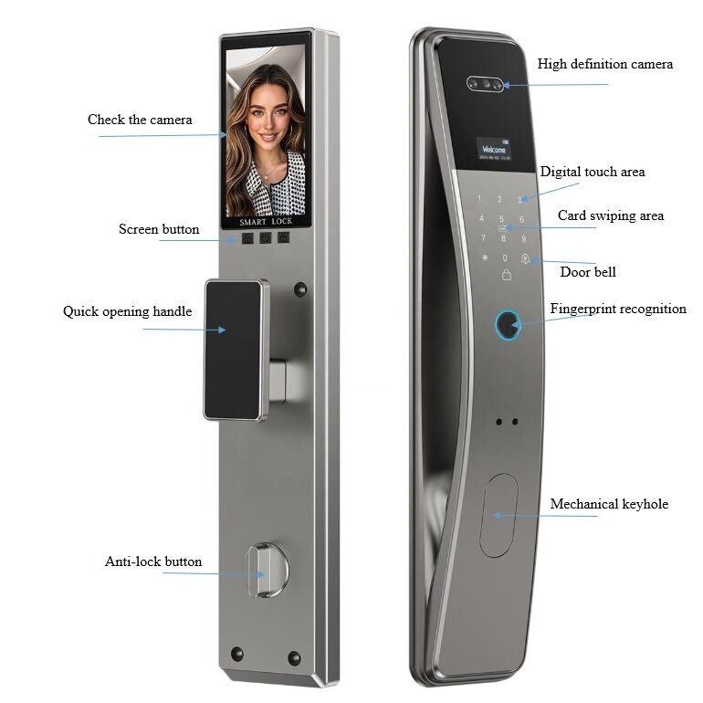 Smart door lock with facial recognition | fingerprint | IC card reader | 420x74x31mm | grey | TUYA | Wi-Fi 1 Smart door lock with facial recognition | fingerprint | IC card reader | 420x74x31mm | grey | TUYA | Wi-Fi 1