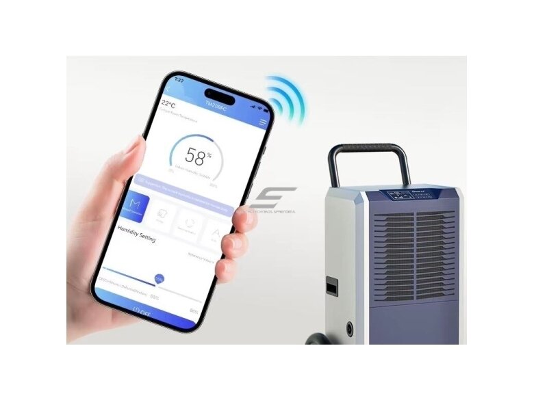 Išmanus pramoninis kompresorinis oro sausintuvas | drėgmės surinkėjas | 1300W | 230V | 120l/24h | 930m³/h | 955x650x480mm | pilkas | Wi-Fi 2