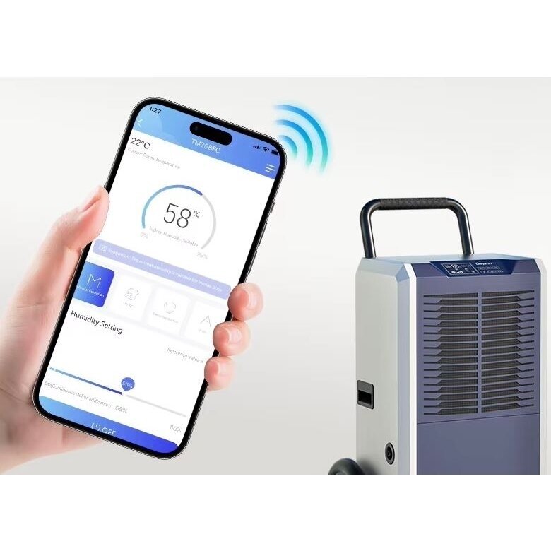 Промышленный компрессорный осушитель воздуха | влагосборник | 1200W | 230V | 110л/24ч | 660м³/ч | 930x504x391мм | Серый | Wi-Fi 2