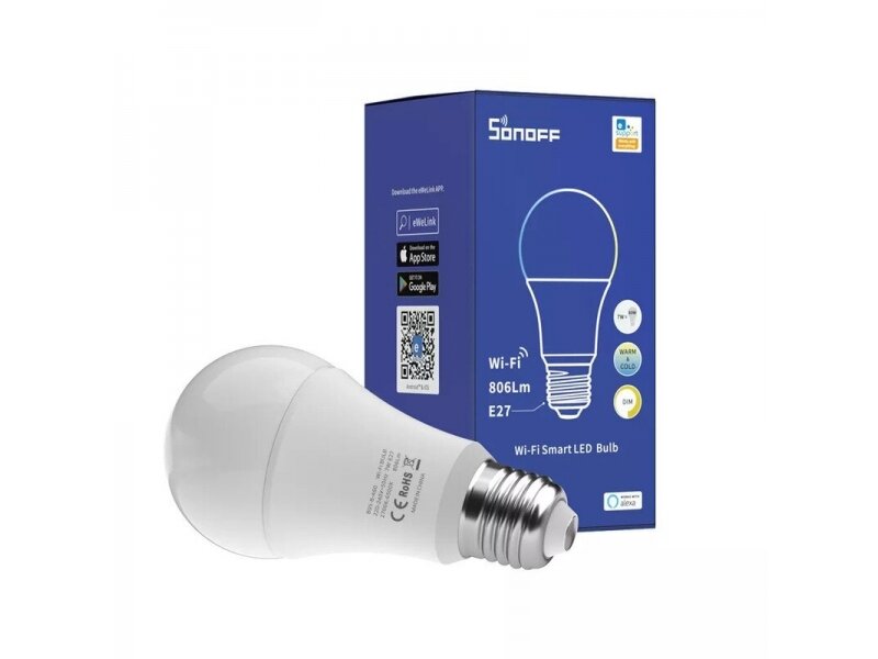 Išmani LED RGBCW lemputė | E27 | 9W | 230V | 2700K-6500K | 806lm | Wi-Fi | SONOFF | B02-BL-A60 | 6920075777161