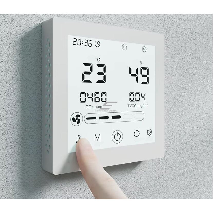 Nutikas 3-kiiruseline ventilaatori kontroller koos CO₂ ja õhukvaliteedi anduriga | AC/EC/DC ventilaatoritele | 110-240VAC | 0…+50°C | Wi-Fi | TUYA 2 Nutikas 3-kiiruseline ventilaatori kontroller koos CO₂ ja õhukvaliteedi anduriga | AC/EC/DC ventilaatoritele | 110-240VAC | 0…+50°C | Wi-Fi | TUYA 2
