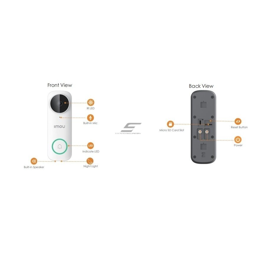 Nutikas | Juhtmevaba uksekell kaameraga 5MP | IP65 | Wi-Fi | DB61i-W-D4P IMOU 3 Nutikas | Juhtmevaba uksekell kaameraga 5MP | IP65 | Wi-Fi | DB61i-W-D4P IMOU 3