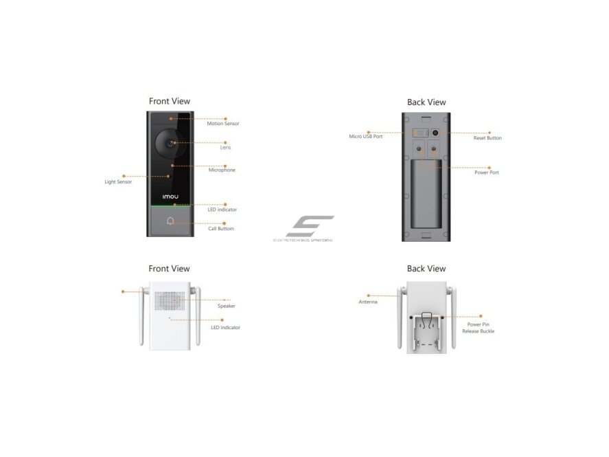 Išmanus | belaidis durų skambutis su kamera 5MP | IP65 | Wi-Fi | DB60-kit IMOU 1