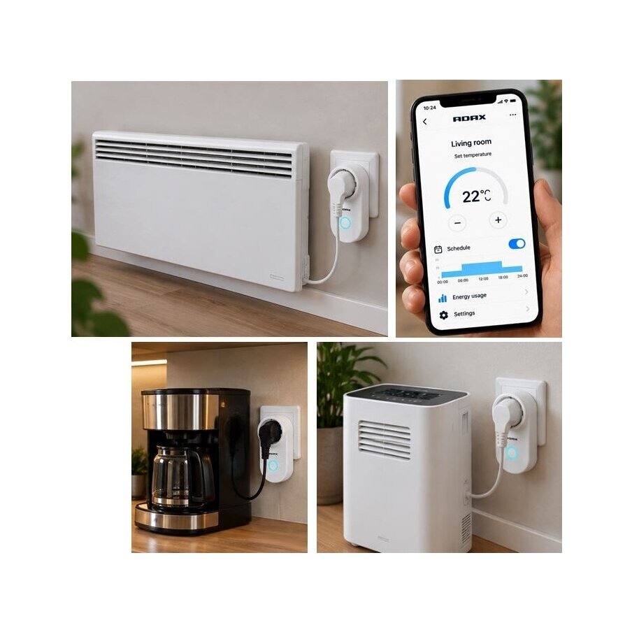 Умная розетка Wi-Fi + Bluetooth | штепсельная розетка | термостат 5-35°C | 16А | 3680Вт | 230В | белая | IP20 | ADAX | WT3 3 Умная розетка Wi-Fi + Bluetooth | штепсельная розетка | термостат 5-35°C | 16А | 3680Вт | 230В | белая | IP20 | ADAX | WT3 3