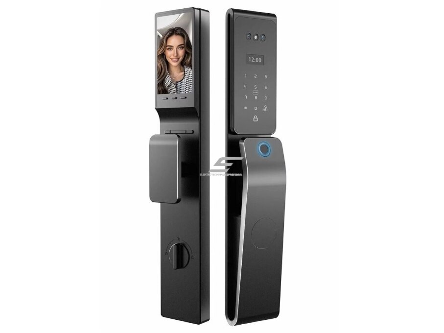 Išmani durų spyna su veido ir delno atpažinimu | pirštų antspaudų | IC kortelių skaitytuvu | 430x74x37mm | juoda | TUYA | Wi-Fi | IP66 Išmani durų spyna su veido ir delno atpažinimu | pirštų antspaudų | IC kortelių skaitytuvu | 430x74x37mm | juoda | TUYA | Wi-Fi | IP66