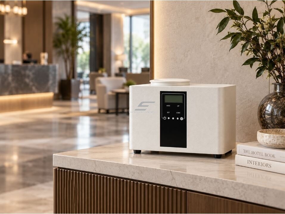 Išmanus pramoninis aromato difuzorius | 10W | 12VDC | 500ml | 500-1000m³ | 235x185x110mm | baltas | Bluetooth 3