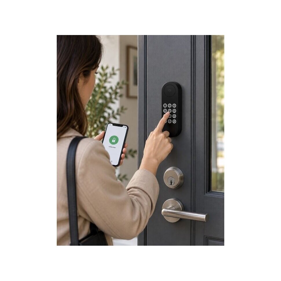 Smart lock | add-on for an existing mechanical door lock | IC card reader | PIN code | app unlocking | 136x63x48mm | black 6 Smart lock | add-on for an existing mechanical door lock | IC card reader | PIN code | app unlocking | 136x63x48mm | black 6