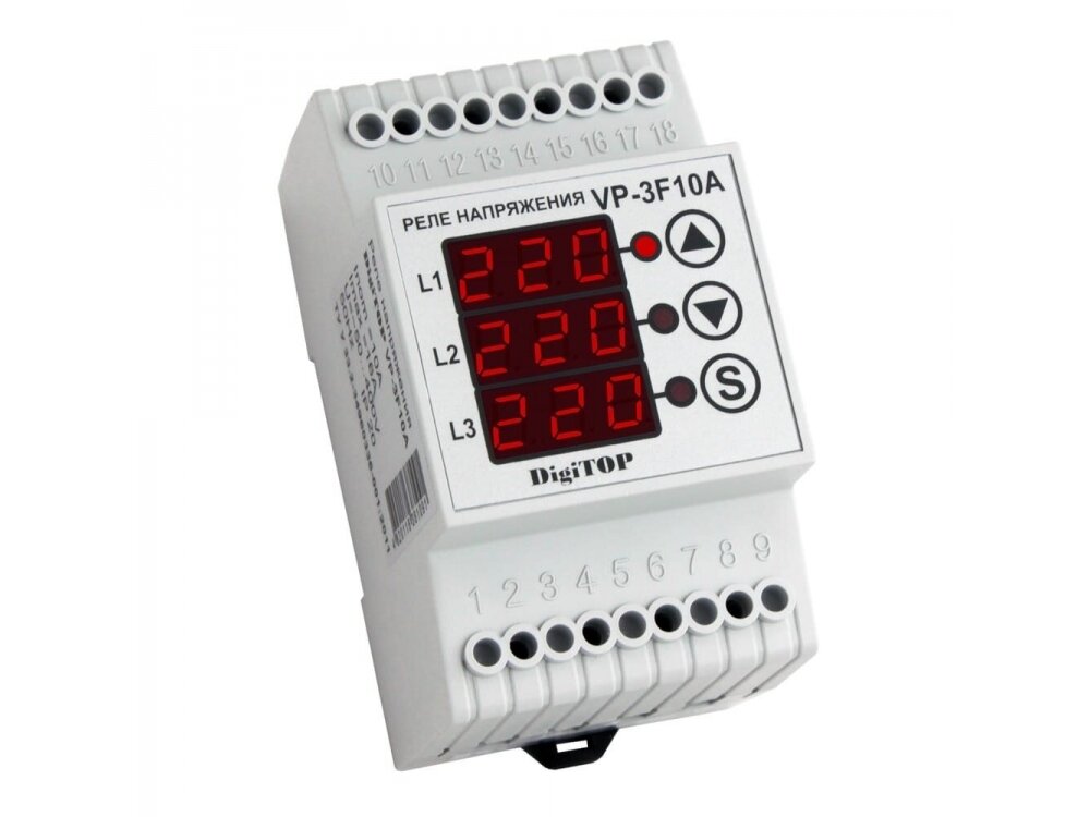 Modulinė | skaitmeninė įtampos kontrolės relė | 3F | 10A | 380V | DIN | DigiTOP | DIN VP-3F10A Modulinė | skaitmeninė įtampos kontrolės relė | 3F | 10A | 380V | DIN | DigiTOP | DIN VP-3F10A