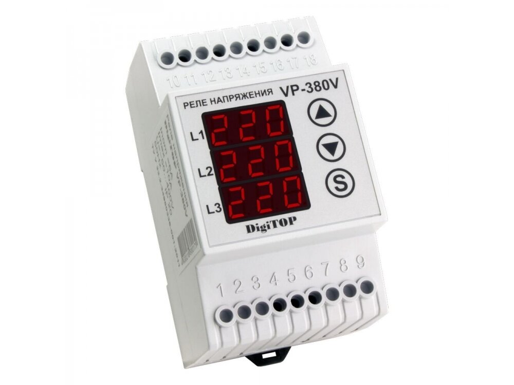Modulinė | skaitmeninė įtampos kontrolės relė | 3F | 6A | DIN | DigiTOP | VP-380V Modulinė | skaitmeninė įtampos kontrolės relė | 3F | 6A | DIN | DigiTOP | VP-380V