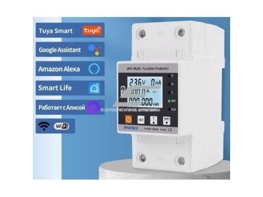 Modulinė | išmani | skaitmeninė įtampos ir srovės kontrolės relė | 63A | 230V | DIN | TUYA | Wi-Fi Modulinė | išmani | skaitmeninė įtampos ir srovės kontrolės relė | 63A | 230V | DIN | TUYA | Wi-Fi