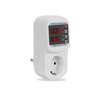 Digitālais sprieguma | strāvas kontroles relejs ar Schuko kontaktligzdu | 1-16A | 90-300VAC Digitālais sprieguma | strāvas kontroles relejs ar Schuko kontaktligzdu | 1-16A | 90-300VAC