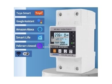 Modulinė | išmani | skaitmeninė įtampos ir srovės kontrolės relė | 63A | 230V | DIN | TUYA | Wi-Fi 1 Modulinė | išmani | skaitmeninė įtampos ir srovės kontrolės relė | 63A | 230V | DIN | TUYA | Wi-Fi 1