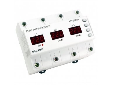 Modulinė | skaitmeninė įtampos kontrolės relė | 3F | 63A | 380V | DIN | DigiTOP | VP-3F63A Modulinė | skaitmeninė įtampos kontrolės relė | 3F | 63A | 380V | DIN | DigiTOP | VP-3F63A