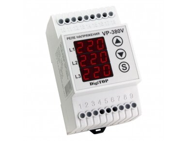 Modulinė | skaitmeninė įtampos kontrolės relė | 3F | 6A | DIN | DigiTOP | VP-380V Modulinė | skaitmeninė įtampos kontrolės relė | 3F | 6A | DIN | DigiTOP | VP-380V