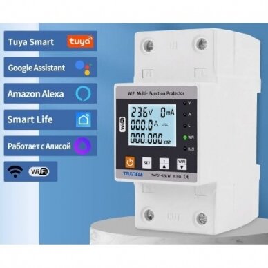 Smart voltage and current control relay | 63A | 230V | TUYA Wi-Fi 1 Smart voltage and current control relay | 63A | 230V | TUYA Wi-Fi 1