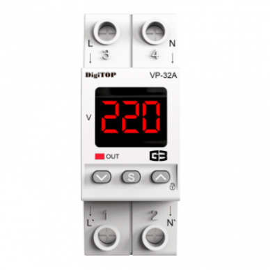 Modulārs | Digitālais sprieguma kontroles relejs | 1 fāze | 32A | VP-32A G3R DigiTOP 1 Modulārs | Digitālais sprieguma kontroles relejs | 1 fāze | 32A | VP-32A G3R DigiTOP 1