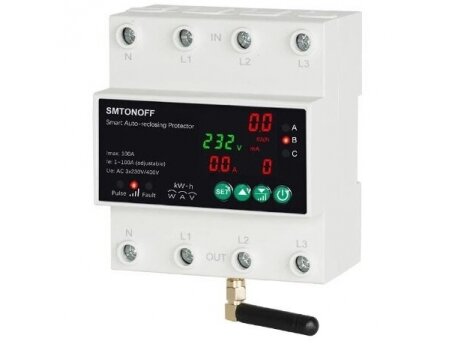 Modulinis | išmanus | skaitmeninis įtampos relės valdymo pultas | 4P | 1-100A | 3x230V/400V | DIN | Wi-Fi | TUYA | Smtonoff Modulinis | išmanus | skaitmeninis įtampos relės valdymo pultas | 4P | 1-100A | 3x230V/400V | DIN | Wi-Fi | TUYA | Smtonoff