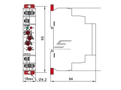 Modulinė įtampos kontrolės ir fazių sekos apsaugos relė | 3F | 10A | 220-460V (P-P) | mechaninė | DIN | Geya 1