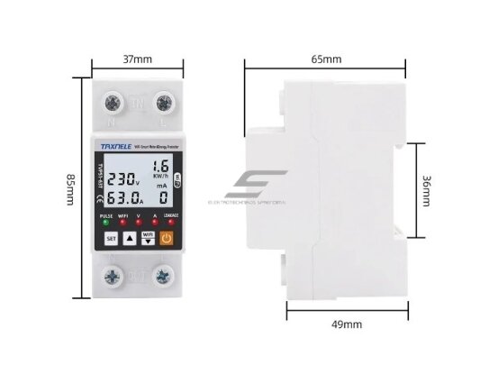 Modulinė | išmani | skaitmeninė įtampos ir srovės kontrolės relė | 63A | 230V | DIN | TUYA | Wi-Fi 2 Modulinė | išmani | skaitmeninė įtampos ir srovės kontrolės relė | 63A | 230V | DIN | TUYA | Wi-Fi 2