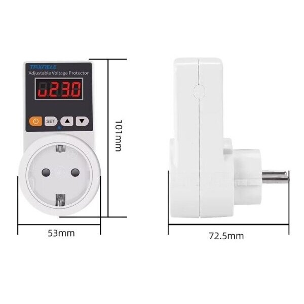 Digital voltage control relay with Schuko socket | 16A | 220-240V 4 Digital voltage control relay with Schuko socket | 16A | 220-240V 4