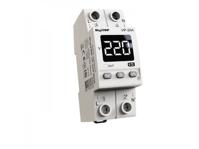 Modulinė | skaitmeninė įtampos kontrolės relė | 1F | 40A | DIN | DigiTop | M2W | VP-40A Modulinė | skaitmeninė įtampos kontrolės relė | 1F | 40A | DIN | DigiTop | M2W | VP-40A