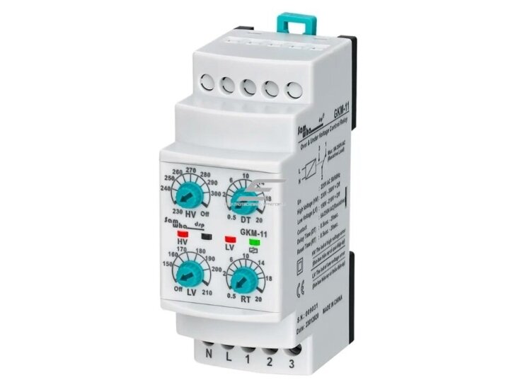 Modulinė įtampos kontrolės ir fazių sekos apsaugos relė | 5A | 230VAC | mechaninė | DIN Modulinė įtampos kontrolės ir fazių sekos apsaugos relė | 5A | 230VAC | mechaninė | DIN