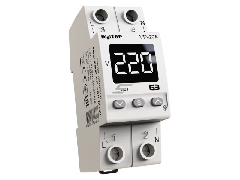 Modulinė | skaitmeninė įtampos kontrolės relė | 1F | 20A | DIN | DigiTOP | G3W | VP-20A | 4820118381640