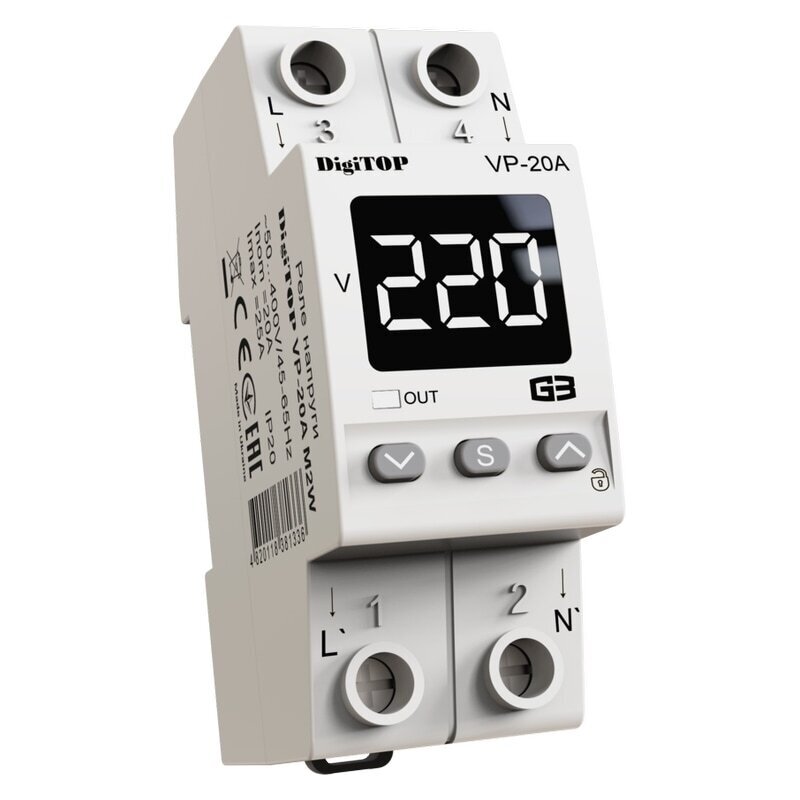 Modulaarne digitaalse pingekontrolli relee | 1 faas | 20A | VP-20A G3W DigiTOP