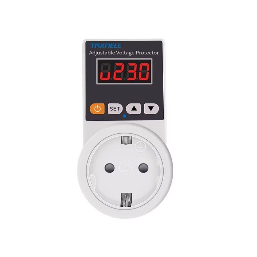 Digital voltage control relay with Schuko socket | 16A | 220-240V