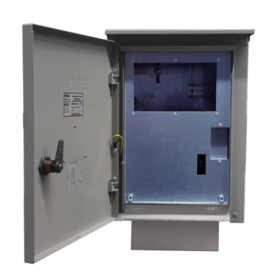 Vienfāzes | ievada elektroenerģijas skaitītāja sadales skapis | 1 skaitītājam | 410x300x180 mm | virsapmetuma montāža | cinkots tērauds | IP44 Vienfāzes | ievada elektroenerģijas skaitītāja sadales skapis | 1 skaitītājam | 410x300x180 mm | virsapmetuma montāža | cinkots tērauds | IP44