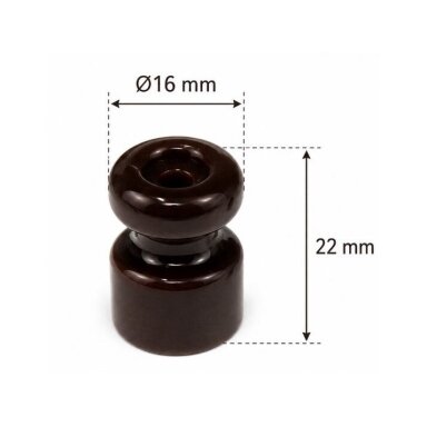 Izolators pīto vadu instalācijai | 22x16 mm | keramikas | tumši brūns | 6 gab. Izolators pīto vadu instalācijai | 22x16 mm | keramikas | tumši brūns | 6 gab.