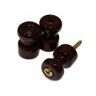 Izolators pīto vadu instalācijai | 22x16 mm | keramikas | tumši brūns | 6 gab. Izolators pīto vadu instalācijai | 22x16 mm | keramikas | tumši brūns | 6 gab.