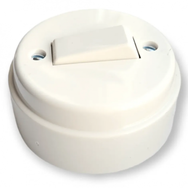 1-gang switch 10A | 230V | surface-mounted | plastic | retro style | white 1-gang switch 10A | 230V | surface-mounted | plastic | retro style | white