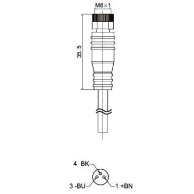 Savienojuma kabelis sensoram | devējam | M8 | 3 kontakti | 4A | 60VAC/DC | taisns | 5m PU kabelis | IP67 Savienojuma kabelis sensoram | devējam | M8 | 3 kontakti | 4A | 60VAC/DC | taisns | 5m PU kabelis | IP67