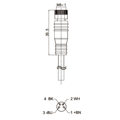 Savienojuma kabelis sensoram | devējam | M8 | 4 kontakti | 4A | 60VAC/DC | taisns | 5m PU kabelis | IP67 Savienojuma kabelis sensoram | devējam | M8 | 4 kontakti | 4A | 60VAC/DC | taisns | 5m PU kabelis | IP67