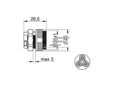 Jungtis | kištukas elektros kabeliams-laidams WP3/EM | 0.5-2.5mm2 | 2P+PE | hermetinė IP68 1 Jungtis | kištukas elektros kabeliams-laidams WP3/EM | 0.5-2.5mm2 | 2P+PE | hermetinė IP68 1