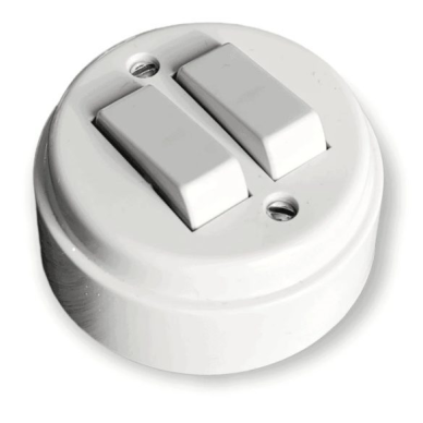 2-gang switch 10A | 230V | surface-mounted | plastic | retro style | white