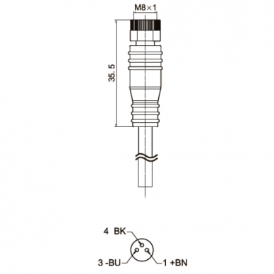 Przewód połączeniowy do czujnika | sensora | M8 | 3-pinowy | 4A | 60VAC/DC | prosty | kabel PVC 2m | IP67 1