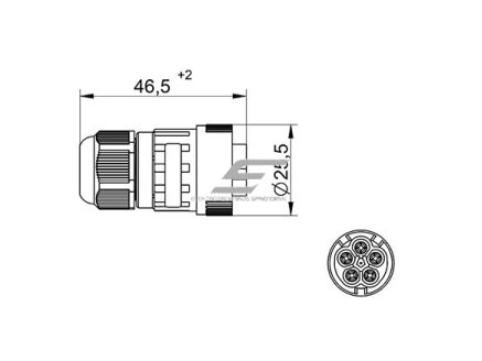 Jungtis | kištukas elektros kabeliams-laidams WP5/M | 0.5-1.5mm2 | 4P+PE | hermetinė IP68 3 Jungtis | kištukas elektros kabeliams-laidams WP5/M | 0.5-1.5mm2 | 4P+PE | hermetinė IP68 3