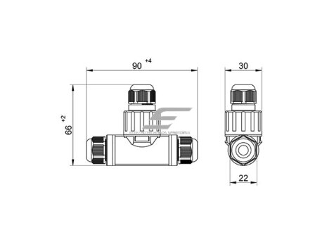 Jungtis | atsišakojimas elektros kabeliams-laidams WP3/DT | 0.75-1.5mm2 | 2P+PE | hermetinė IP68 2 Jungtis | atsišakojimas elektros kabeliams-laidams WP3/DT | 0.75-1.5mm2 | 2P+PE | hermetinė IP68 2